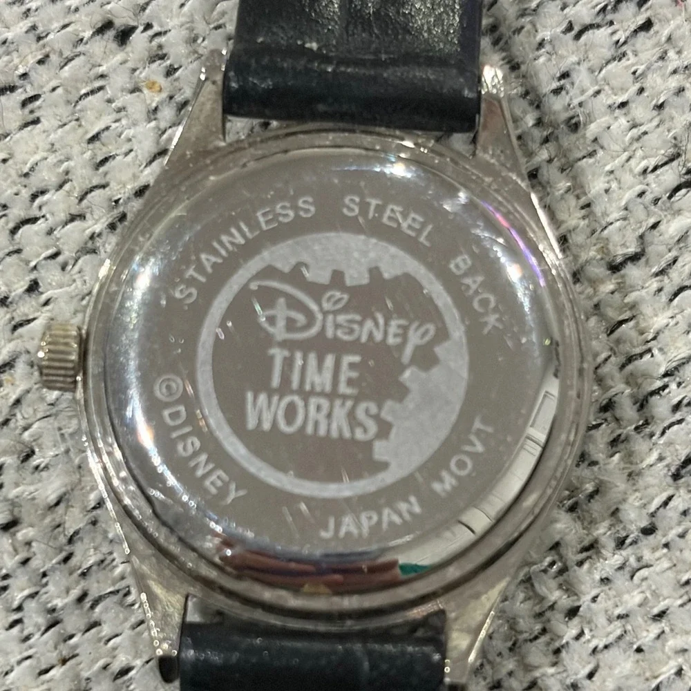 Disney Time Works Mickey Mouse Watch Womens Stainless Steel Back Genuine Leather